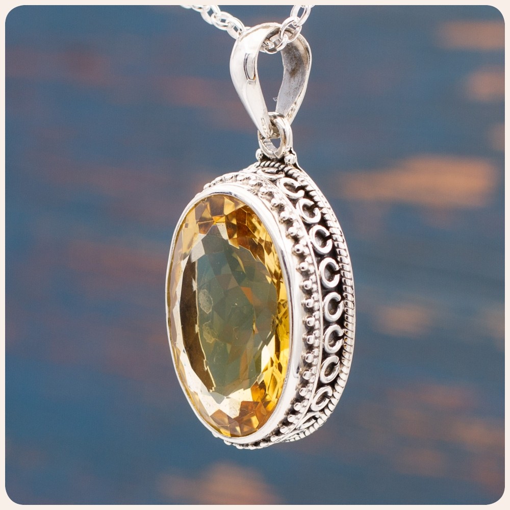 Citrine Silver Pendant