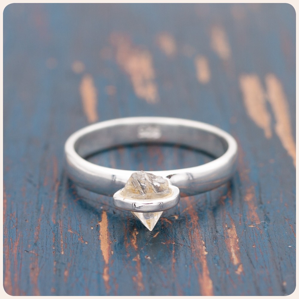 Herkimer Quartz Silver Ring