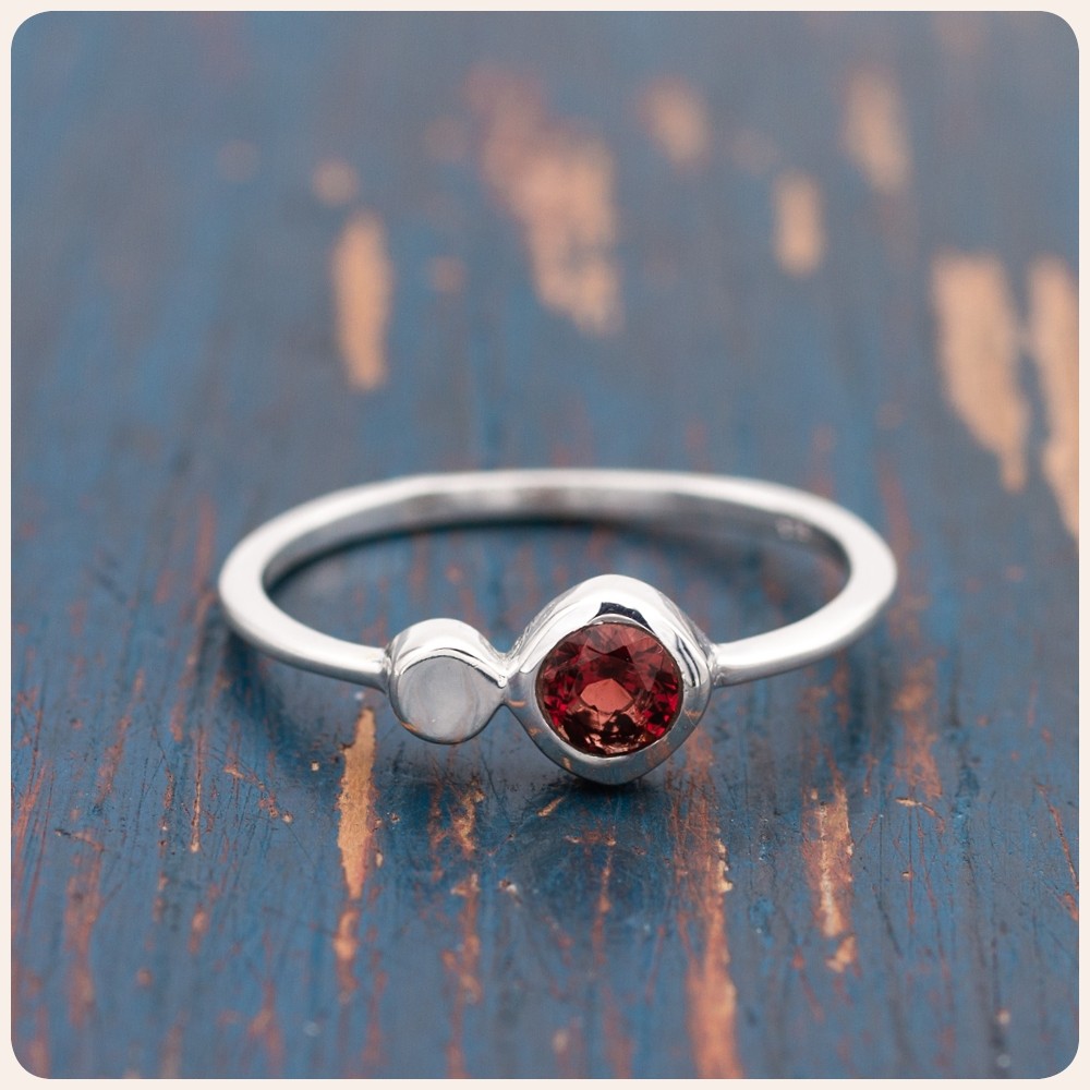 Red Garnet Silver Ring