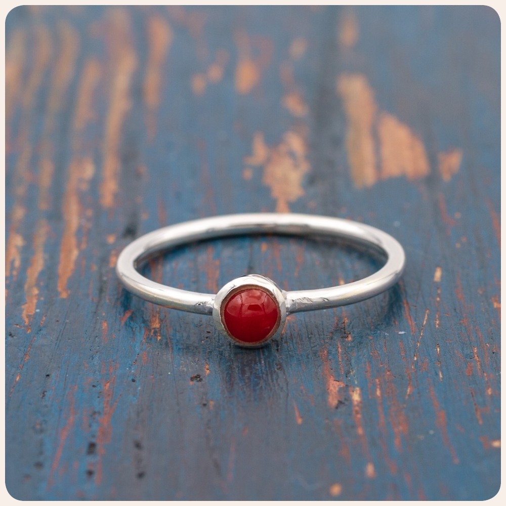 Coral Silver Ring