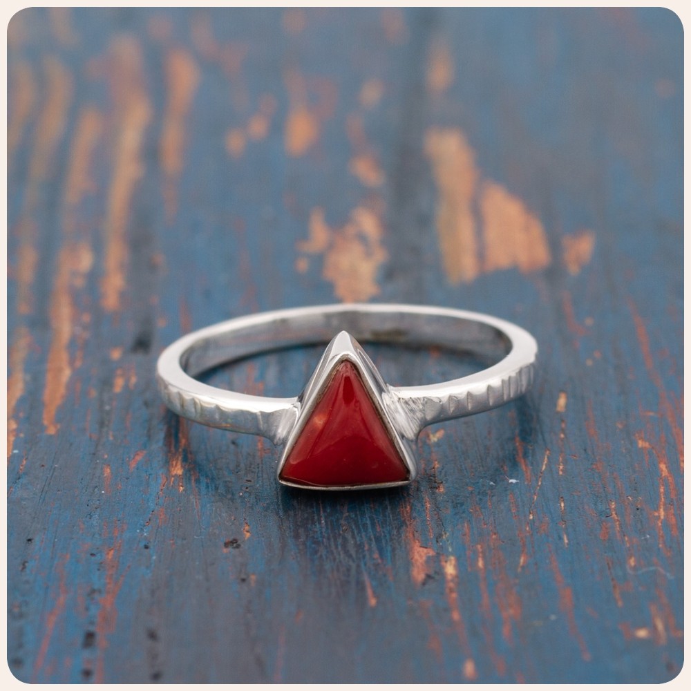Coral Silver Ring