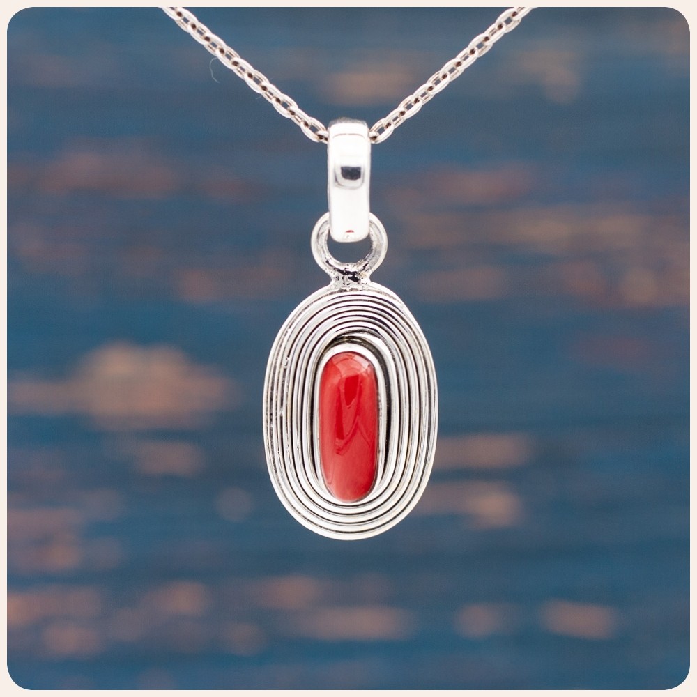 Coral Silver Pendant