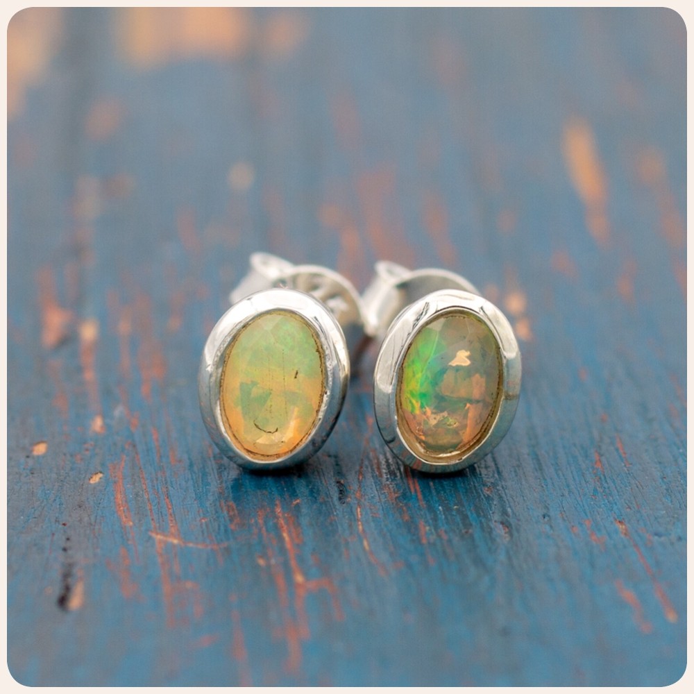 Opal Silver Earrings