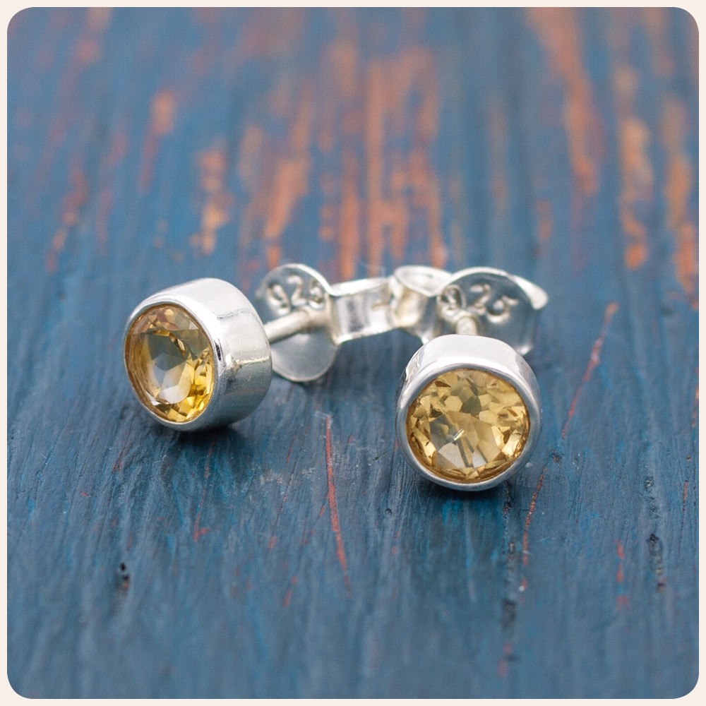 Citrine Silver Stud Earrings