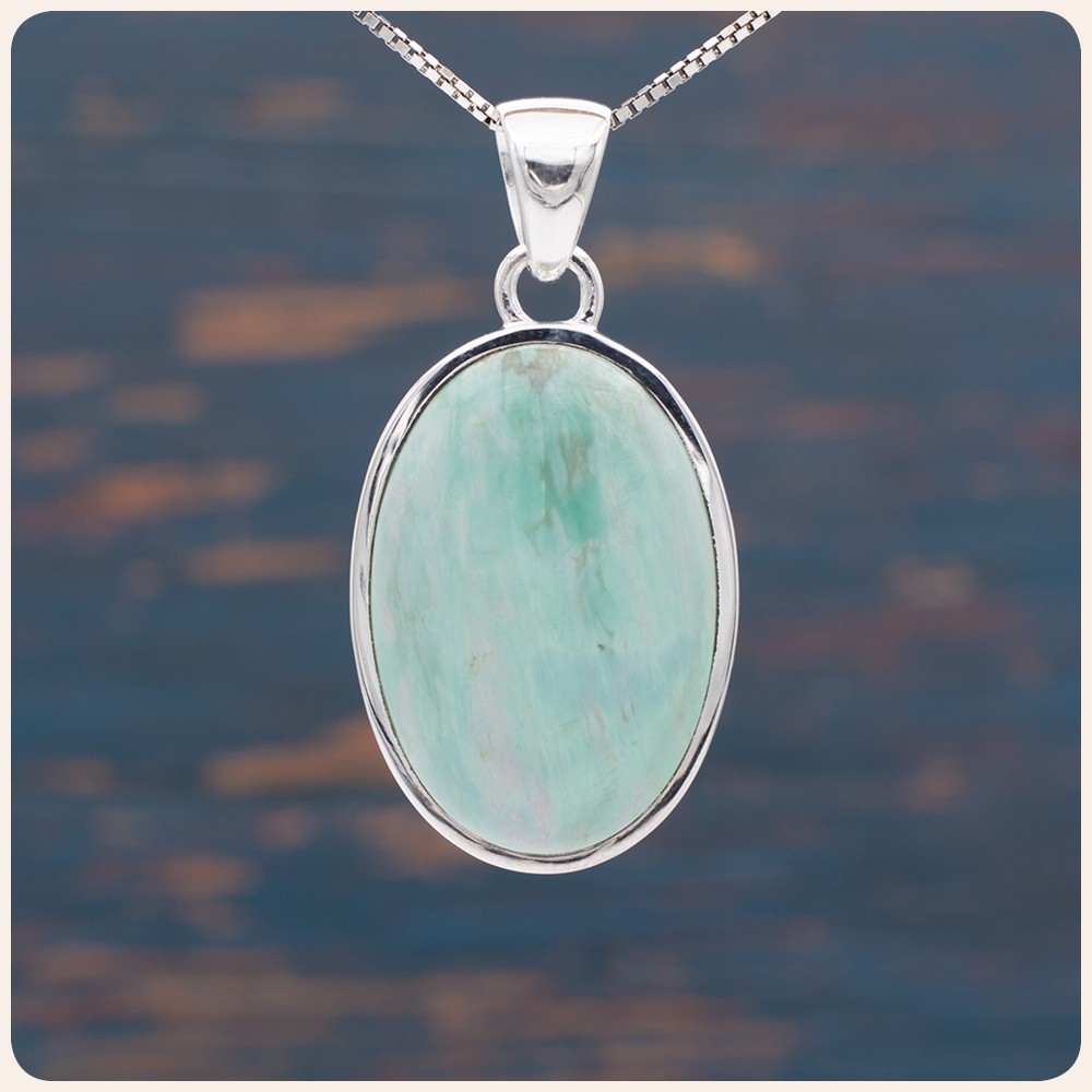 Oval Variscite Silver Pendant