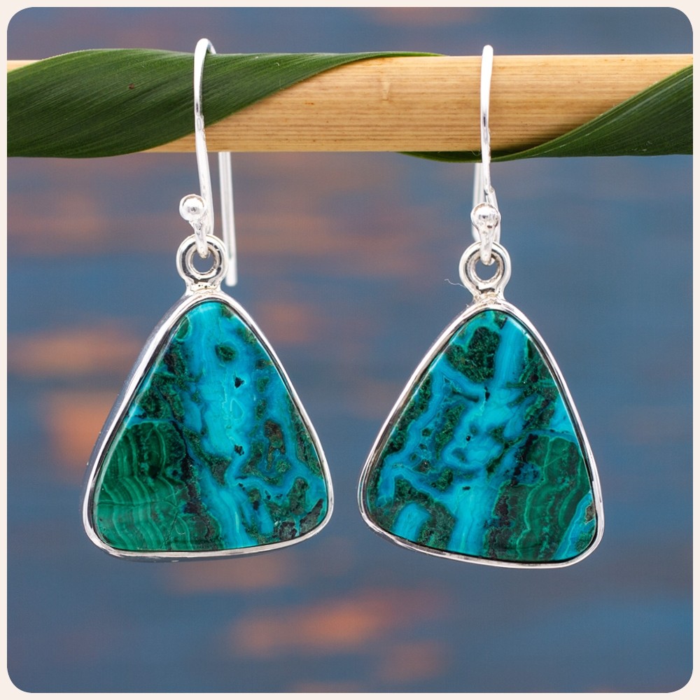 Azurite Malachite Silver Earrings