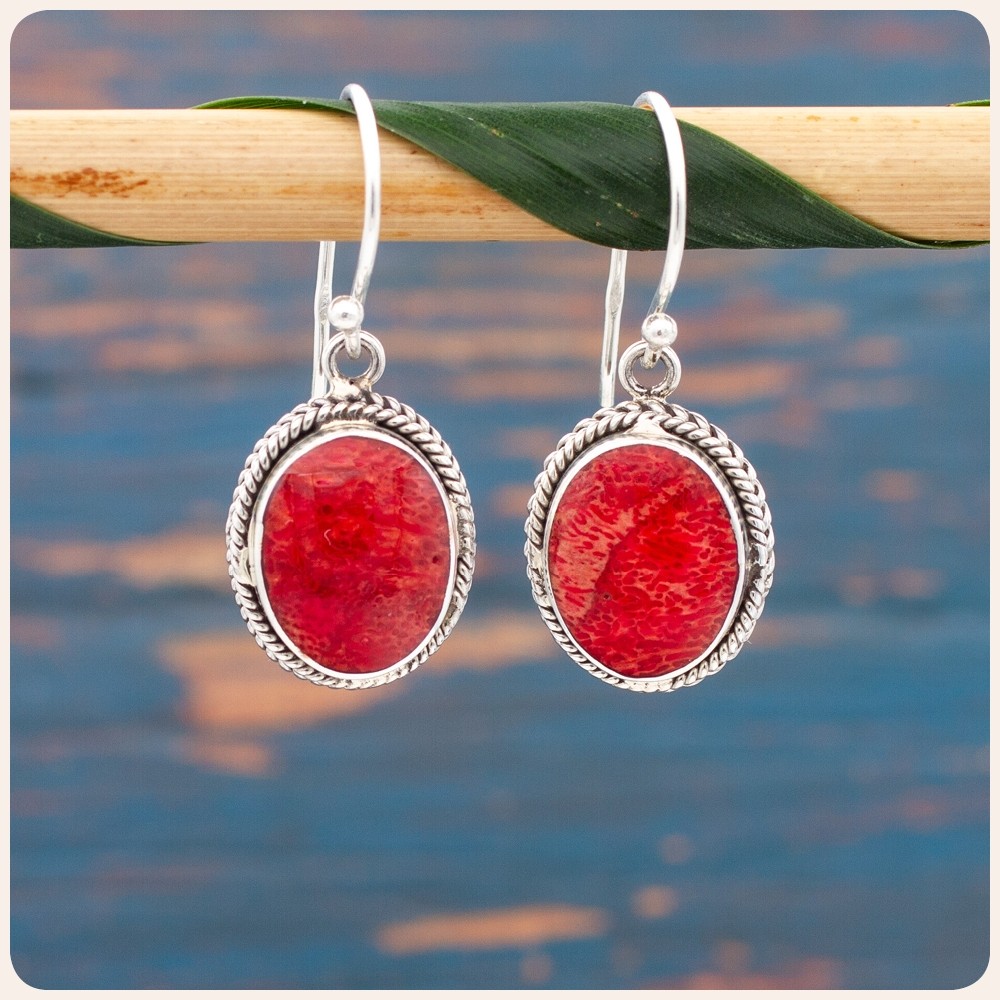 Coral Silver Earrings