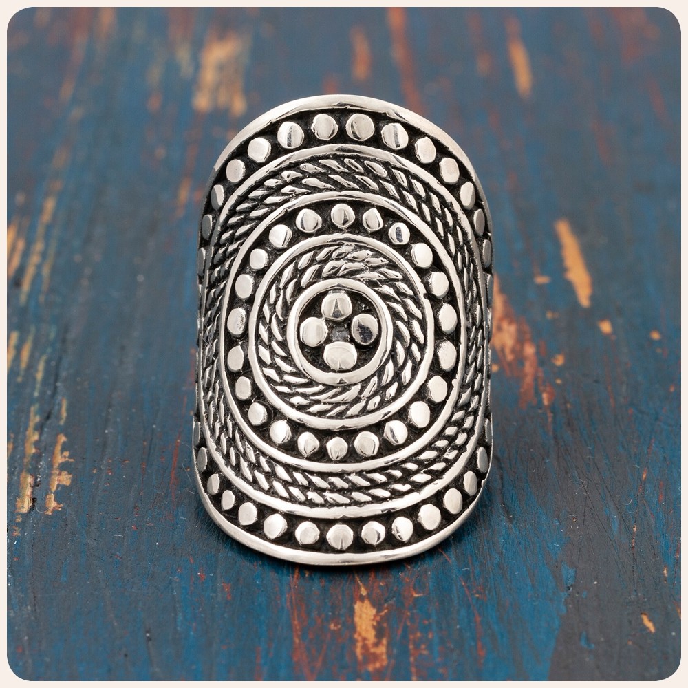 Tribal Mandala Silver Ring