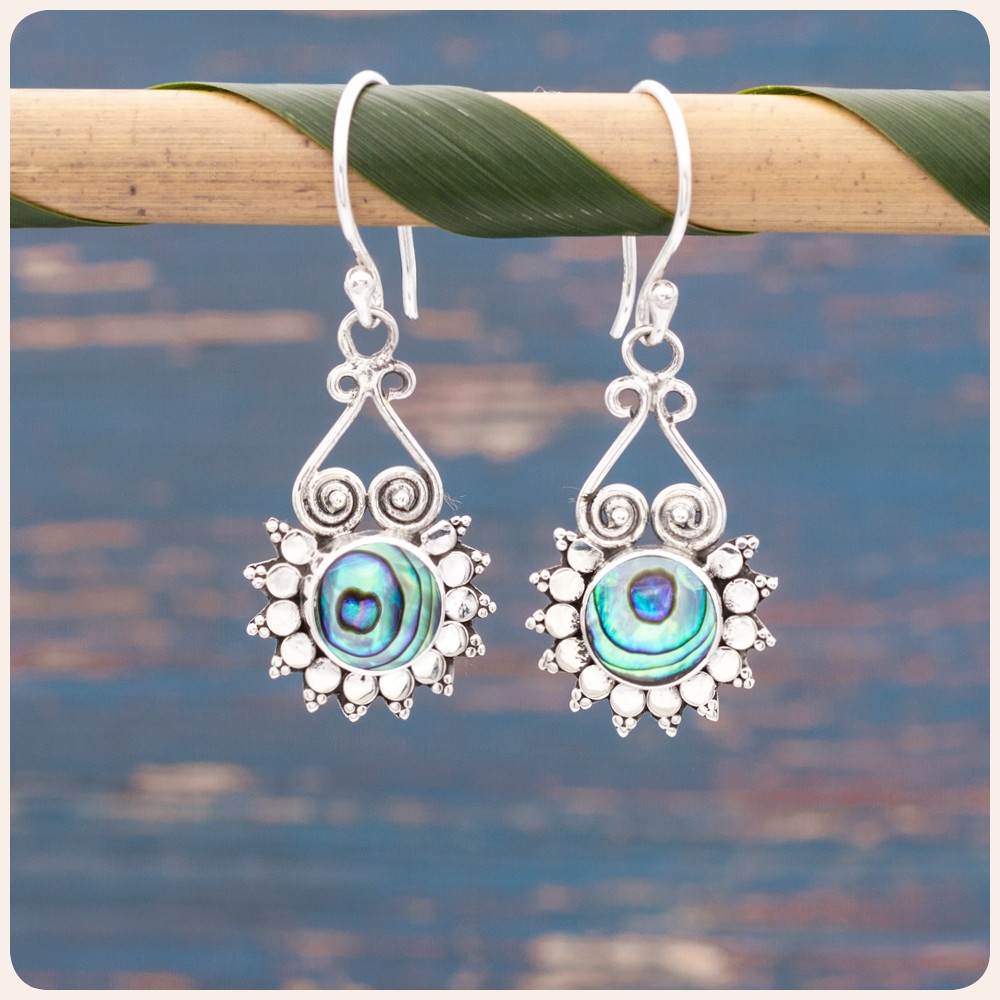 Abalone Shell Silver Earrings