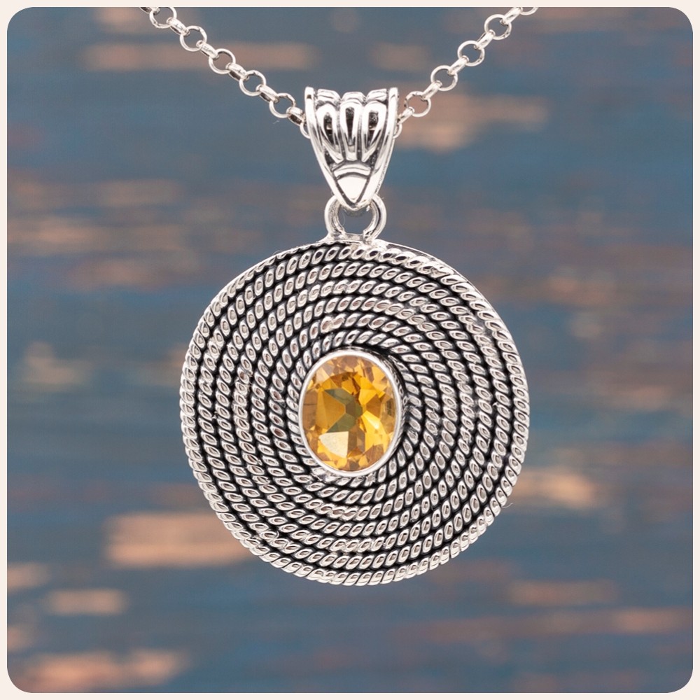 Citrine Silver Pendant