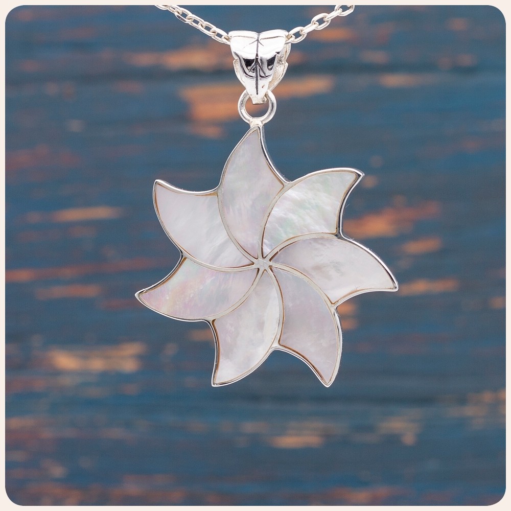 Mother of Pearl Flower Silver Pendant