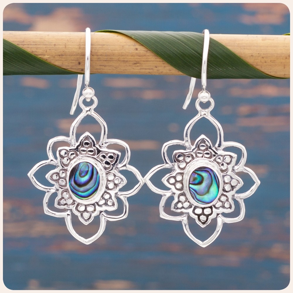 Abalone Shell Silver Earrings