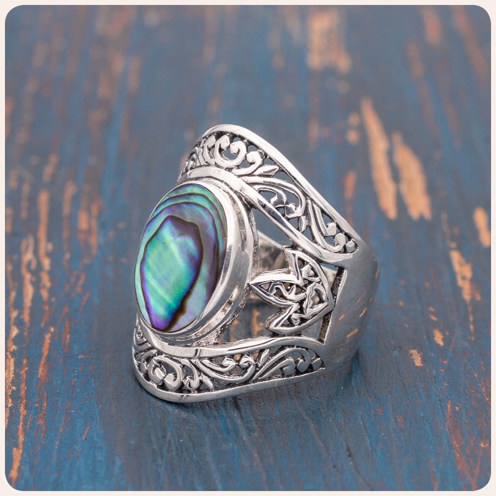 Abalone silver ring 