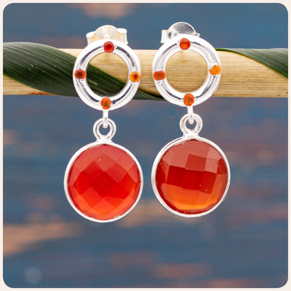Carnelian Silver Stud Earrings