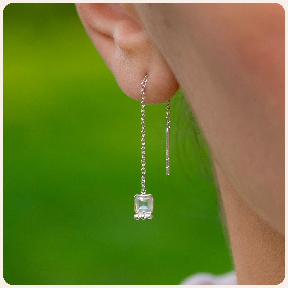 Prehnite Threader Earrings