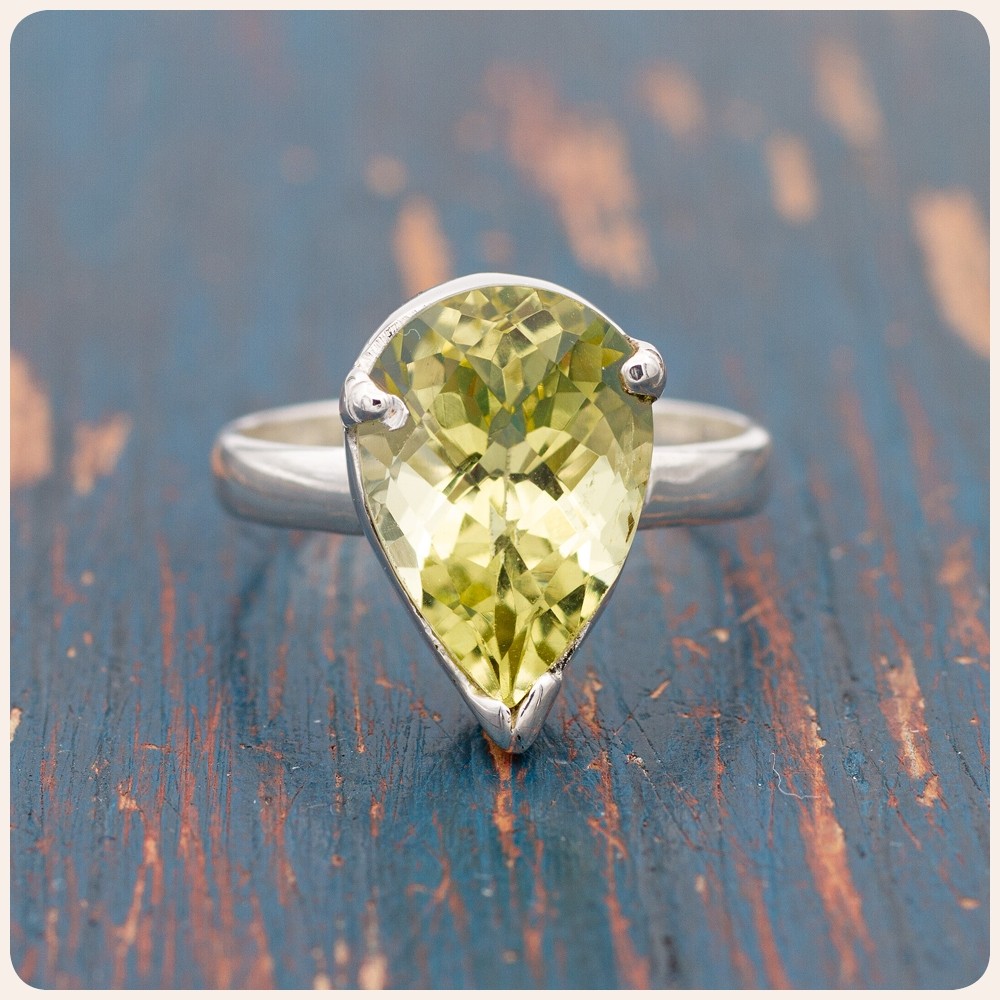 Lemon Quartz Silver Ring