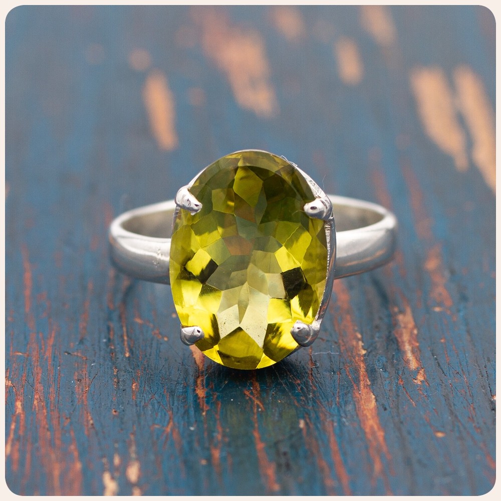 Lemon Quartz Silver Ring