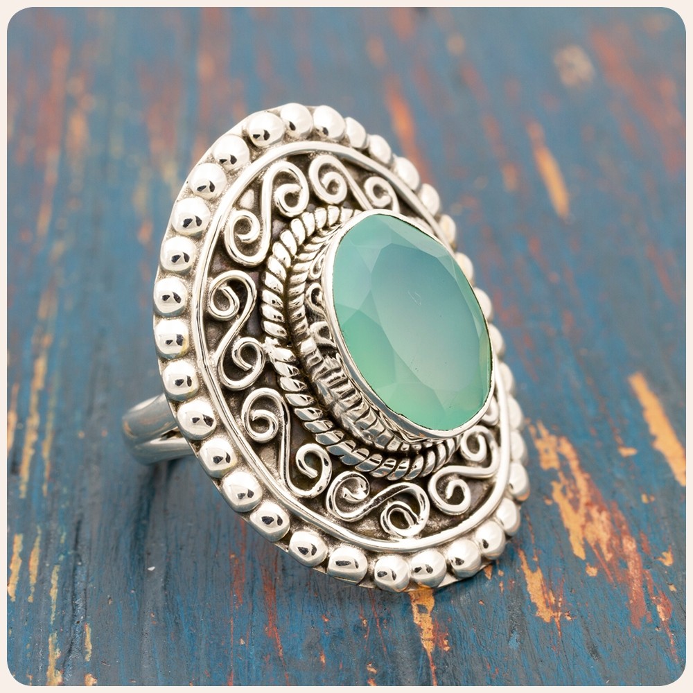 Chalcedony Silver Ring