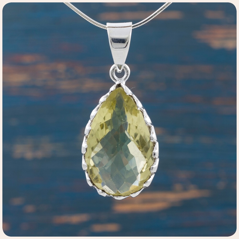 Lemon Quartz Silver Pendant