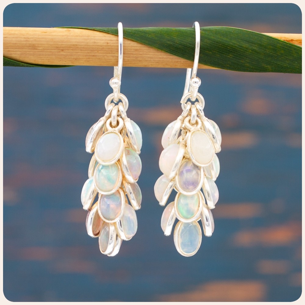 Silver Earrings with Opal