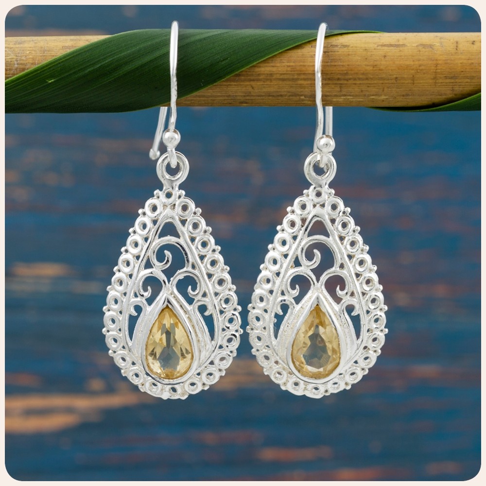 Citrine Silver Earrings