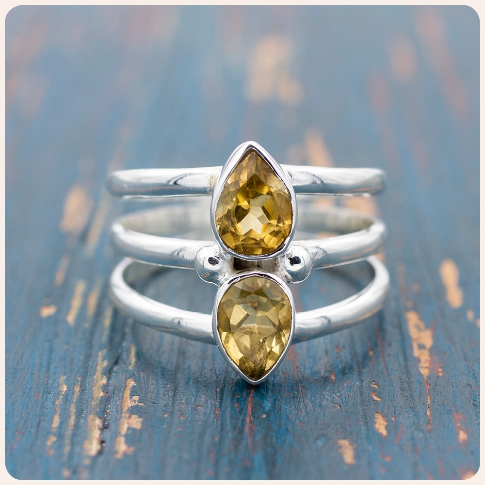 Citrin Silver Ring
