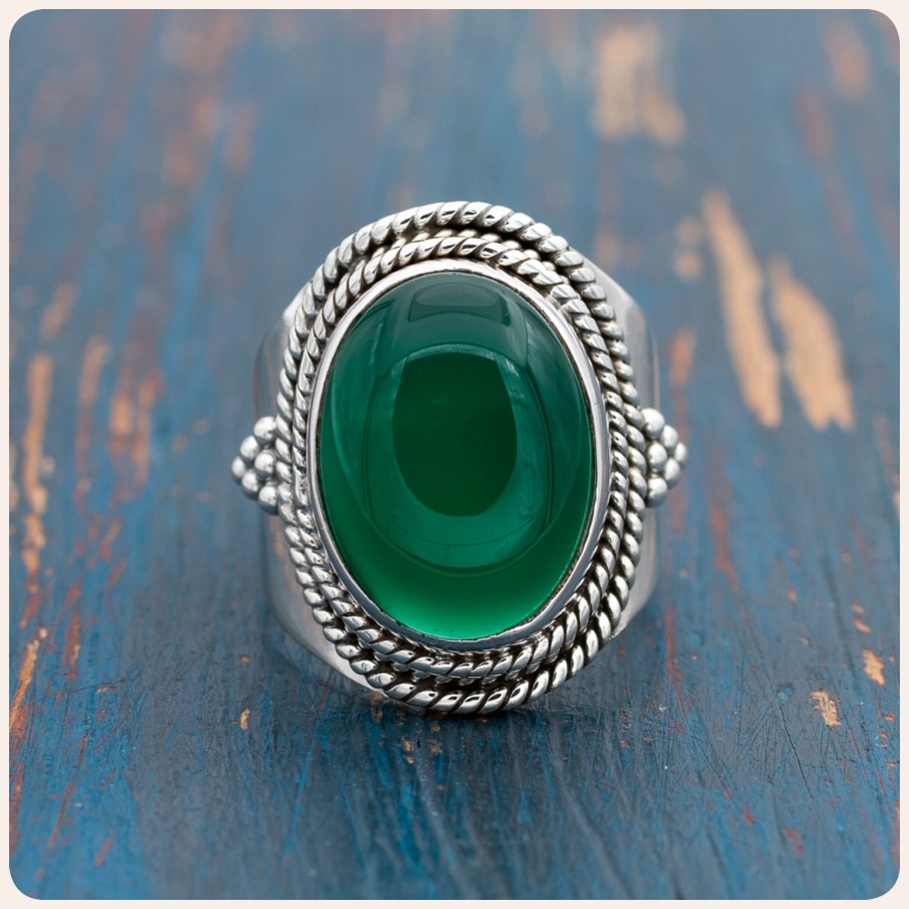 Green Onyx Silver Ring