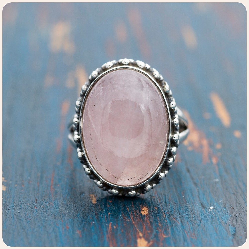Rose Quartz Silver Ring