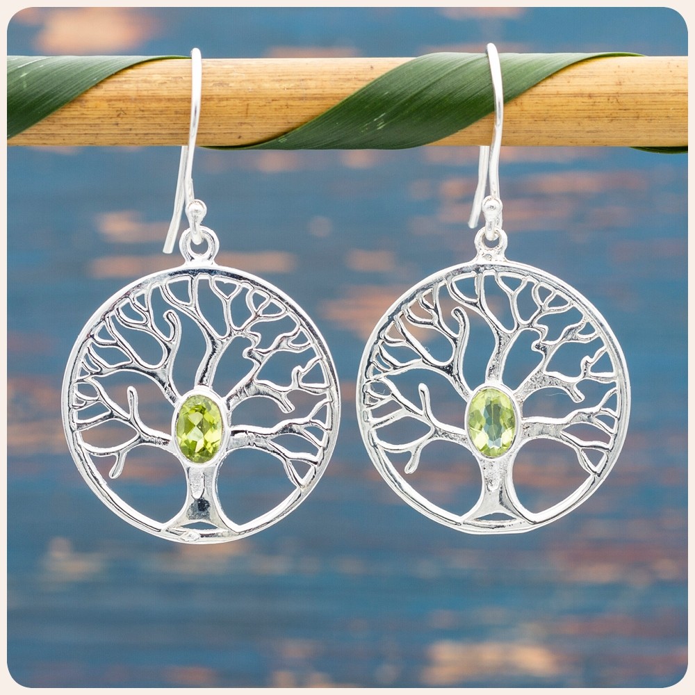 "Tree of Life" Silver Еarrings with Peridot