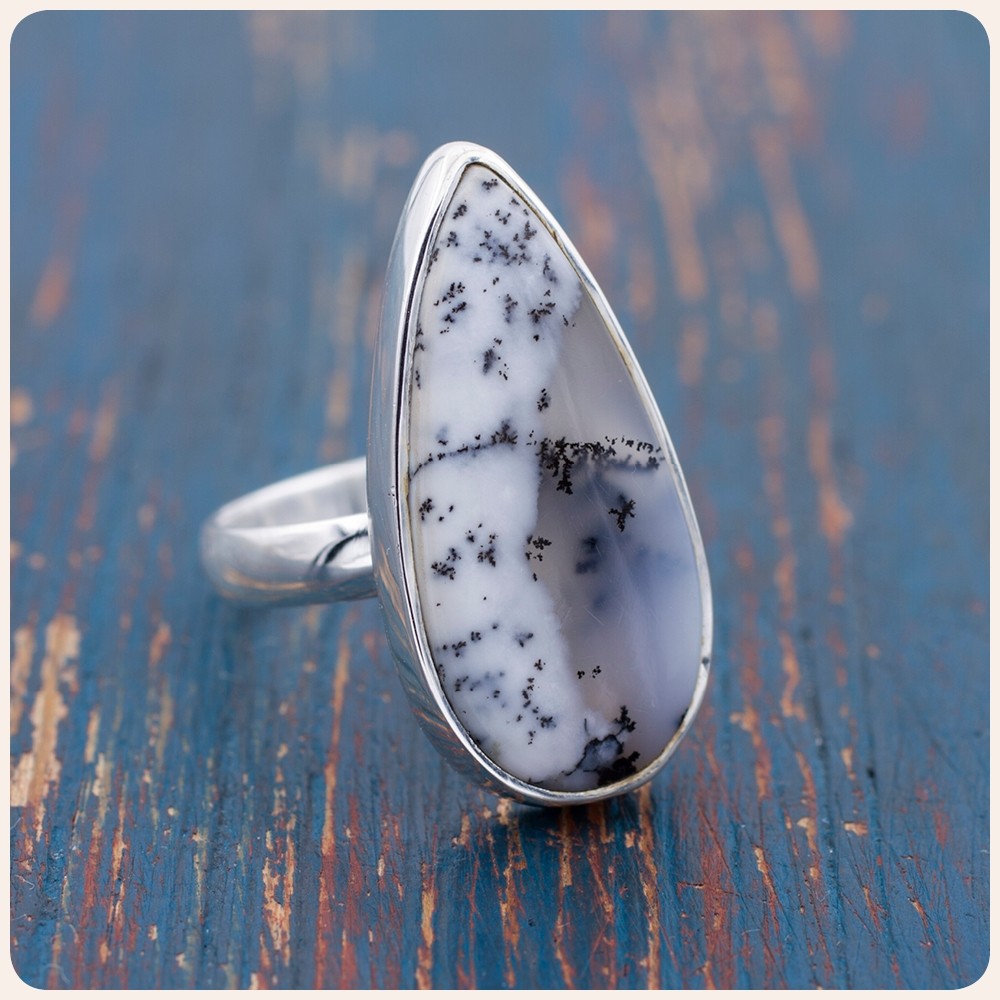 Dendritic Agate Silver Ring