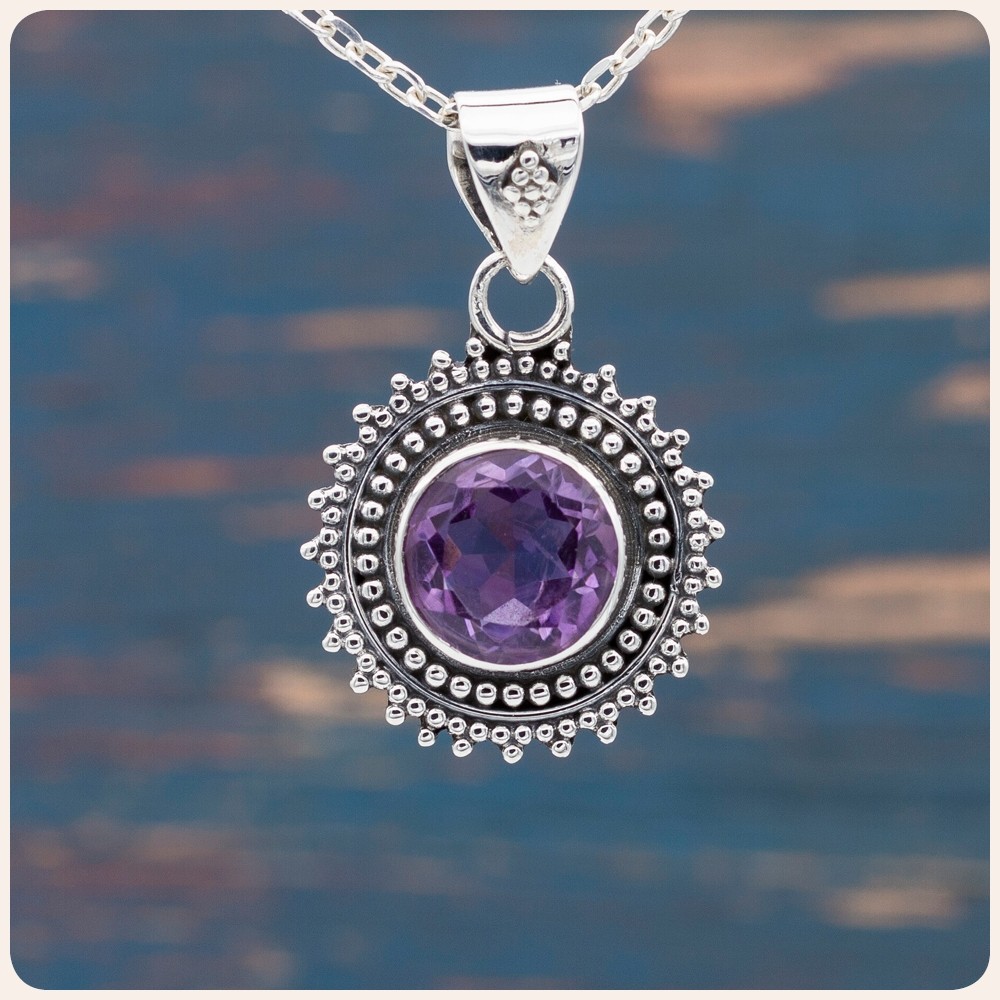 Amethyst silver pendant 
