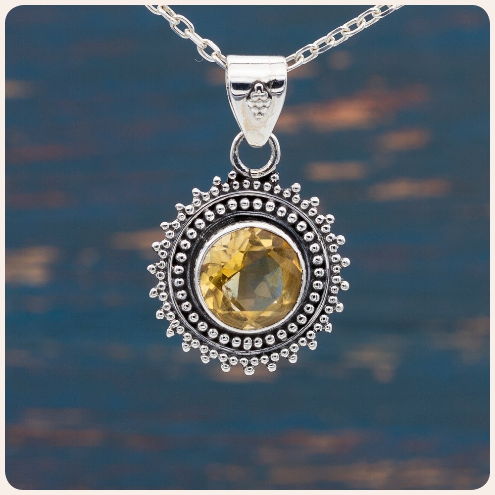 Citrine silver pendant 