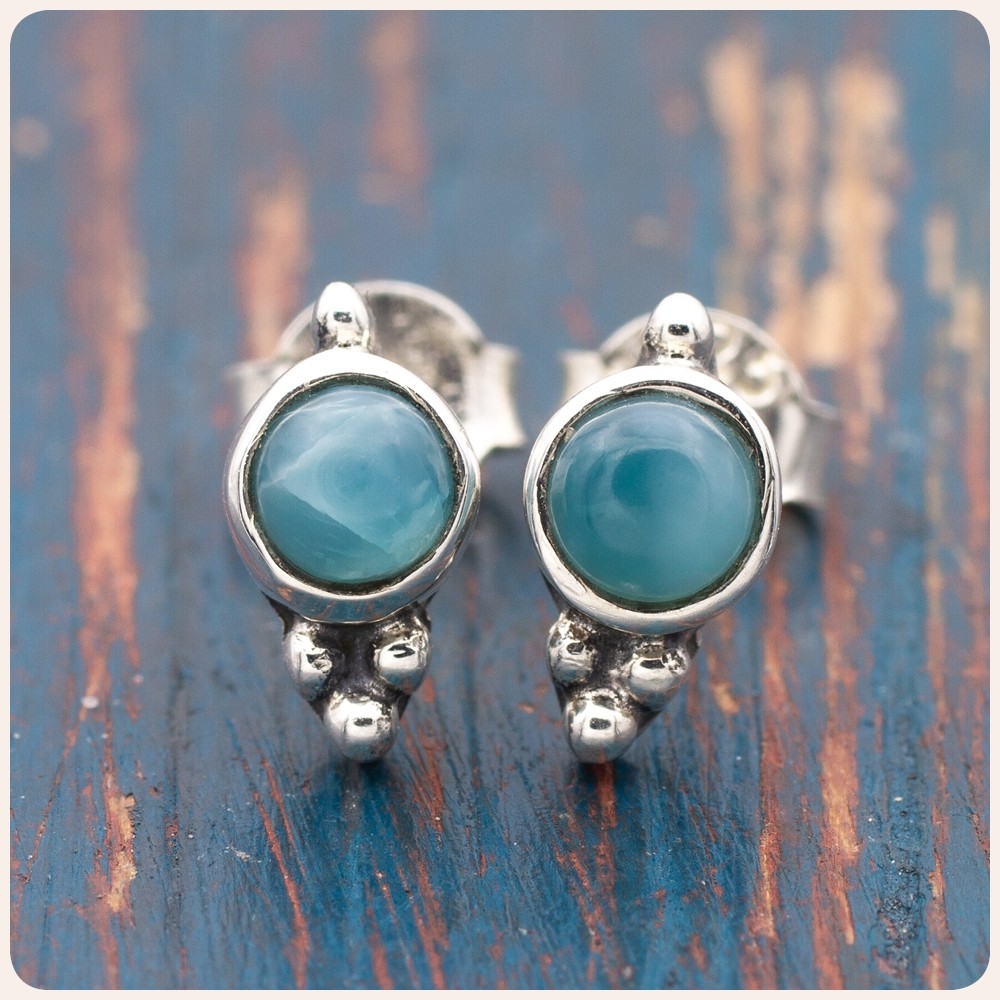 Mini Silver Earrings with Larimar