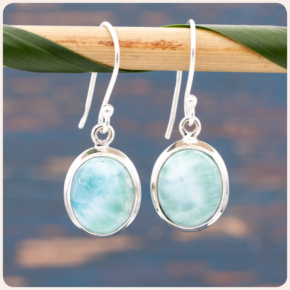Larimar Silver Earrings