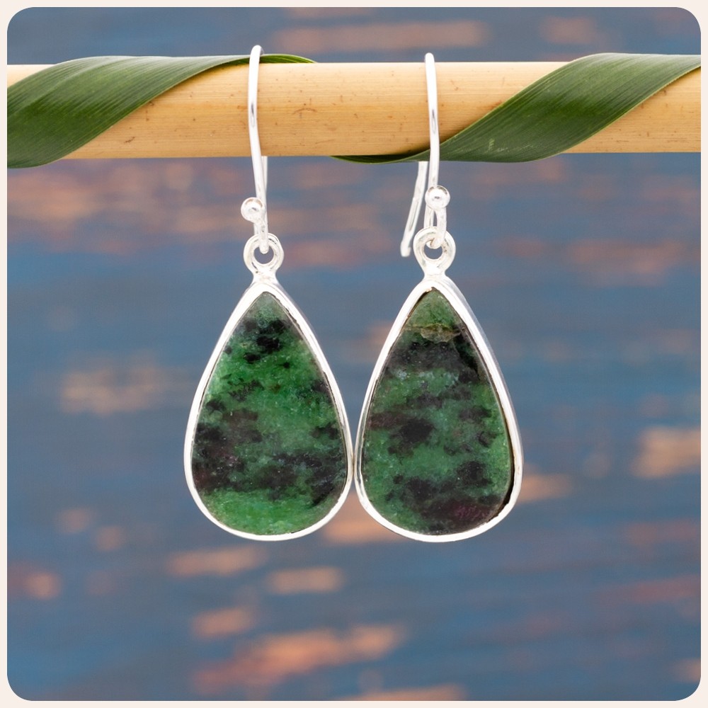 Ruby Zoisite Silver Earrings