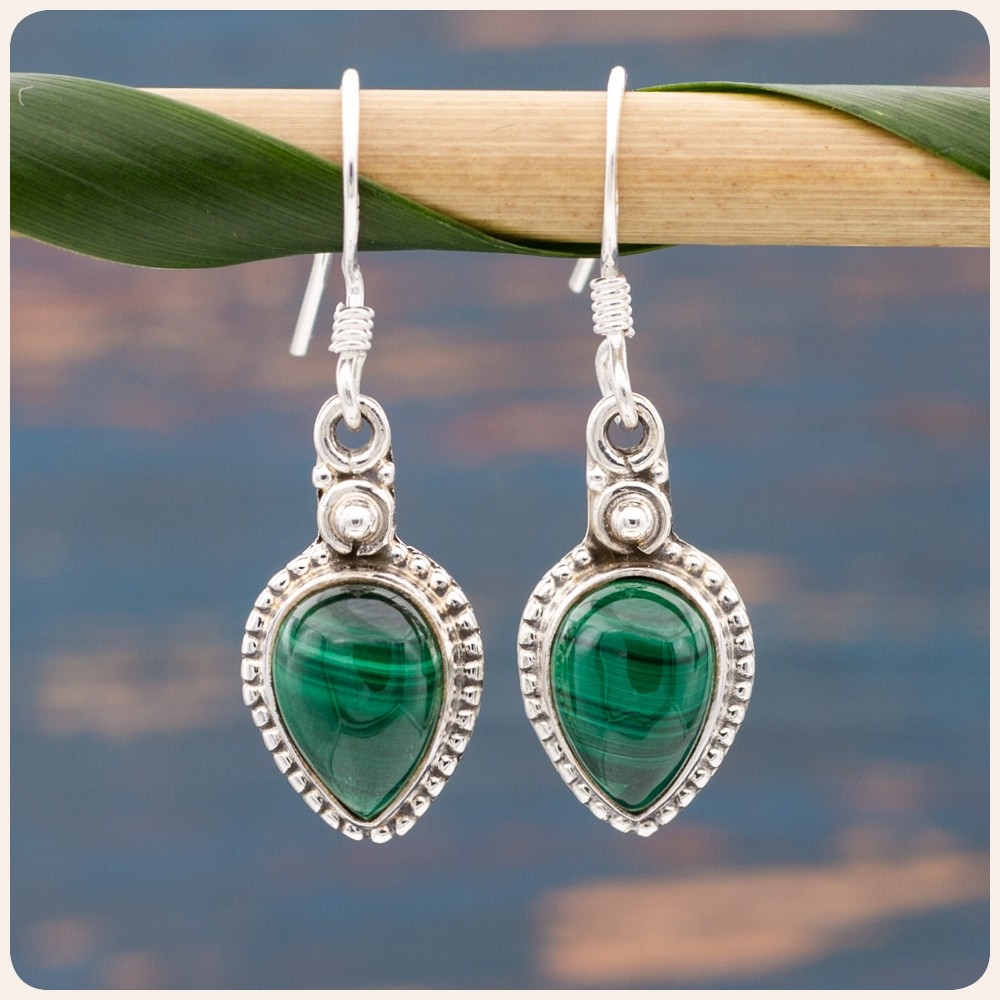 Malachite Silver Earrings