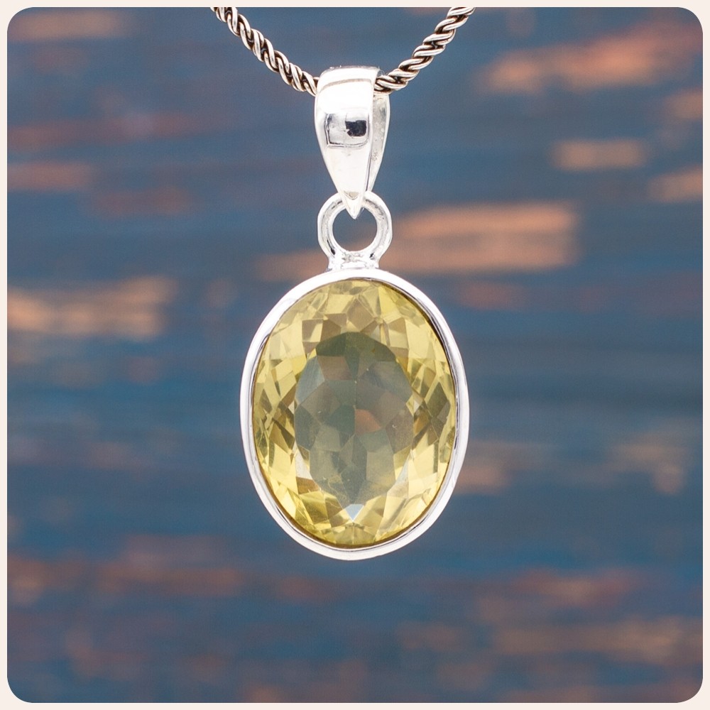 Lemon Quartz Silver Pendant 