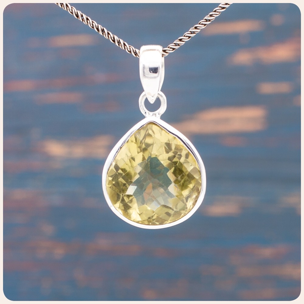 Lemon Quartz Silver Pendant