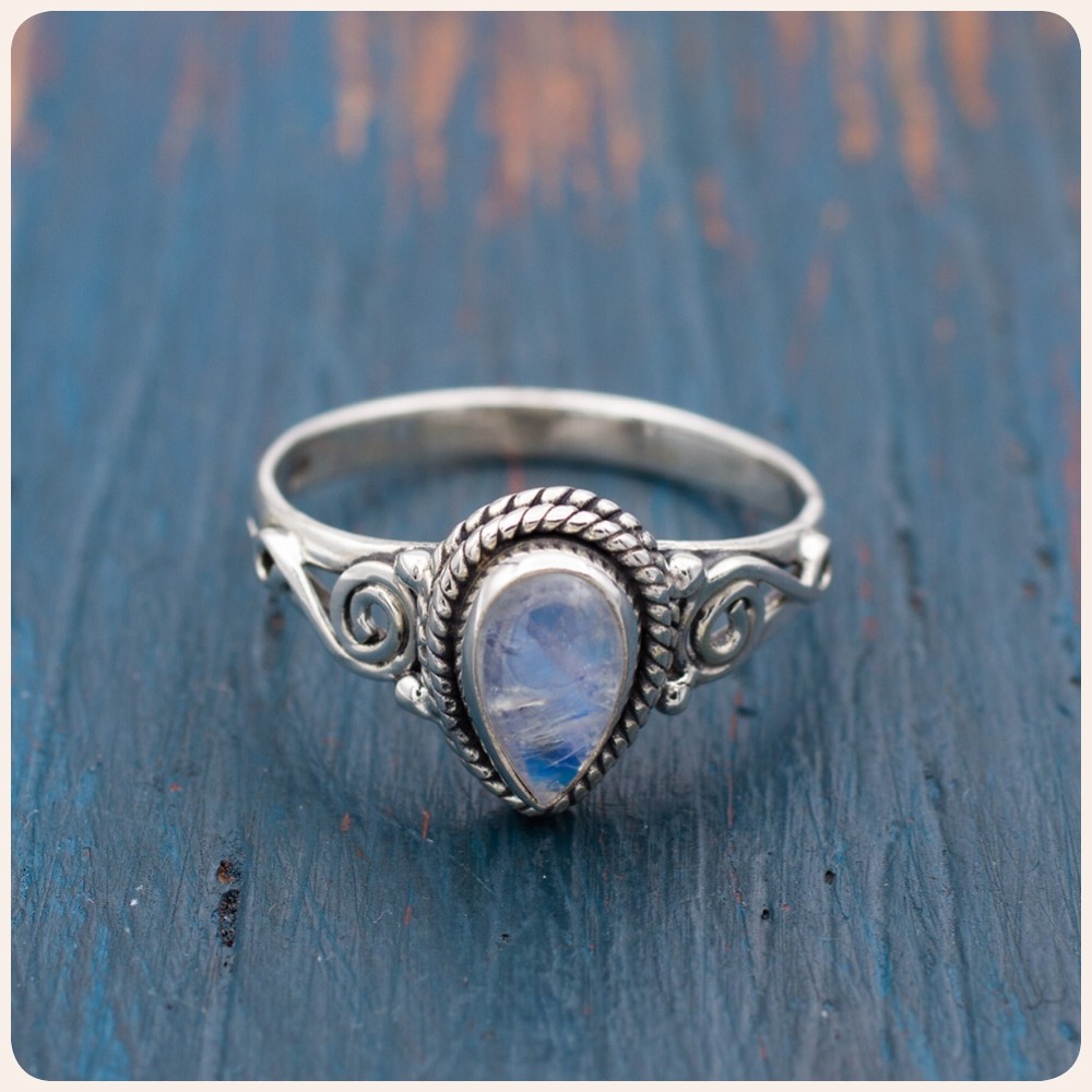 Rainbow Moonstone Silver Ring
