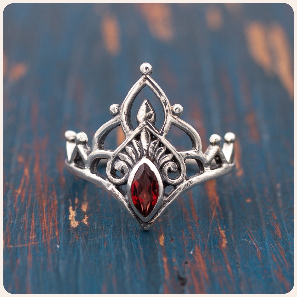 Red Garnet Silver Ring