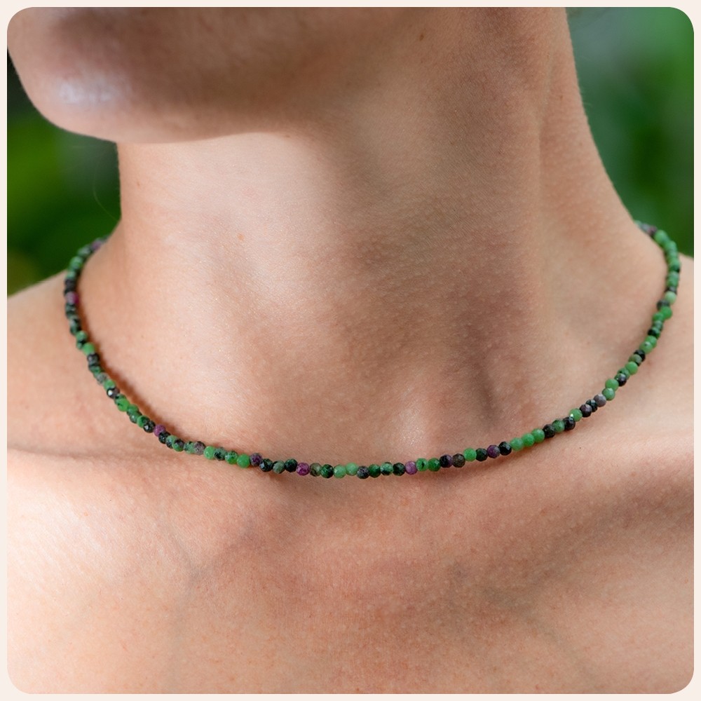 Ruby Zoisite Bead Gemstone Necklace