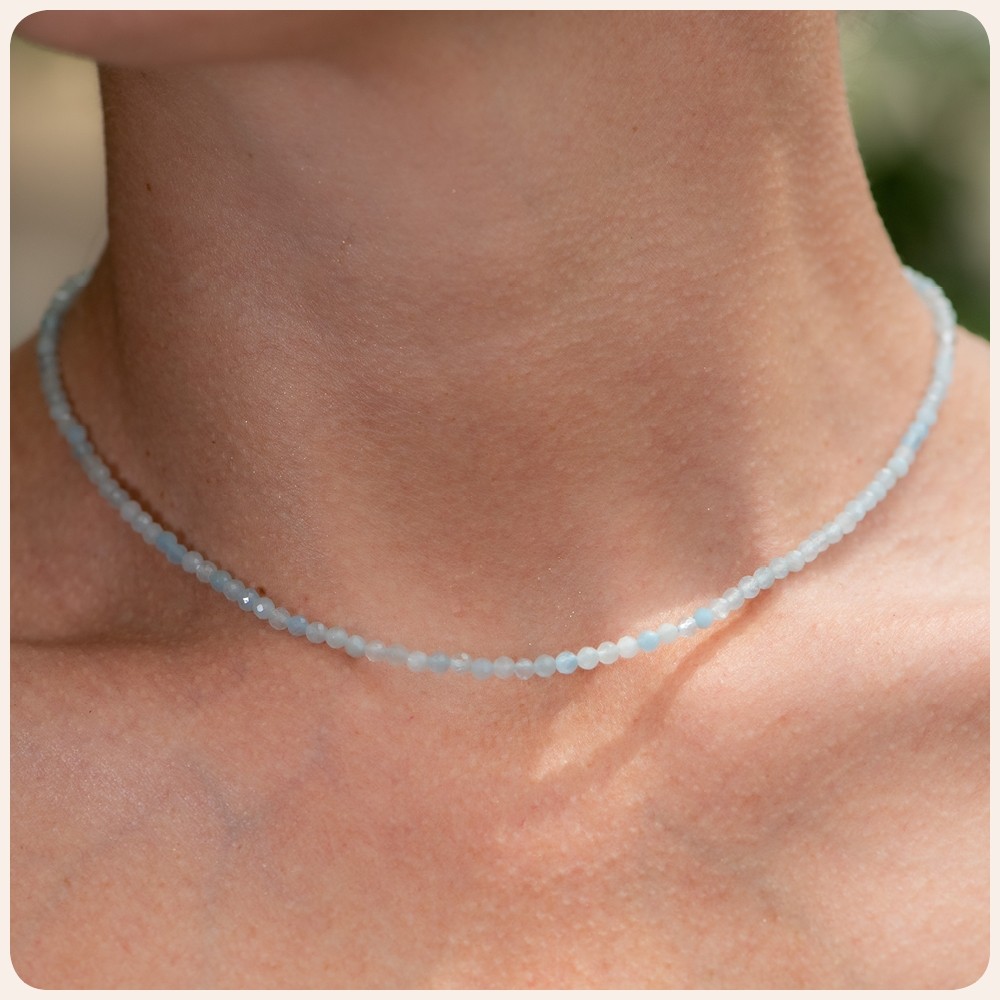 Aquamarine Bead Gemstone Necklace