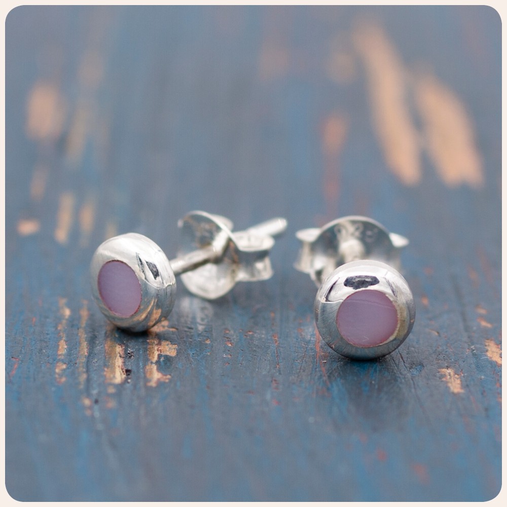 Pink Mother of Pearl Silver Studs
