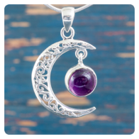 Amethyst Moon Silver Pendant