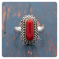 Coral Silver Ring