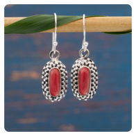 Coral Silver Earrings