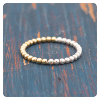 Silver & Brass Beaded Ring
