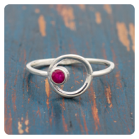 Red Corundum Silver Ring