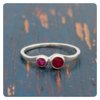 Red Corundum Silver Ring