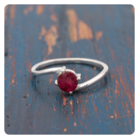 Red Corundum Silver Ring